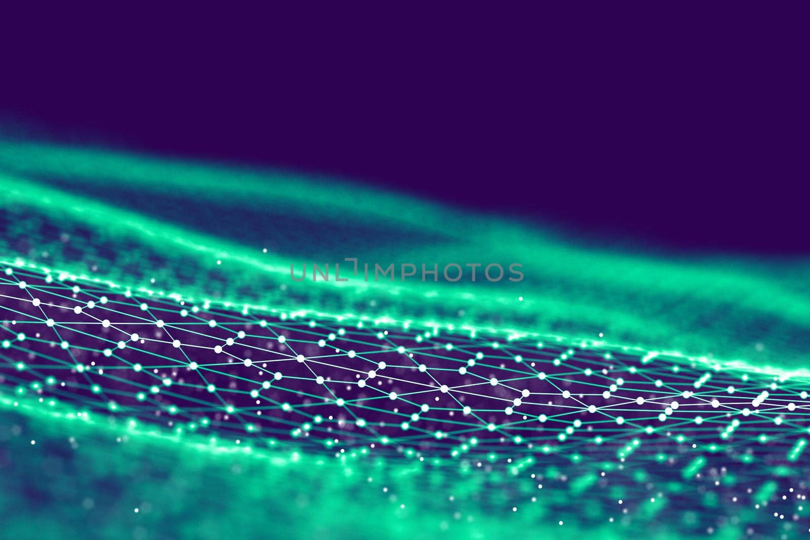Big data visualization. Background 3d illustration . Cyber background line and dot surface. Big data connection background. Cyber technology Ai tech wire network futuristic wireframe data visualisation concept. . Artificial .