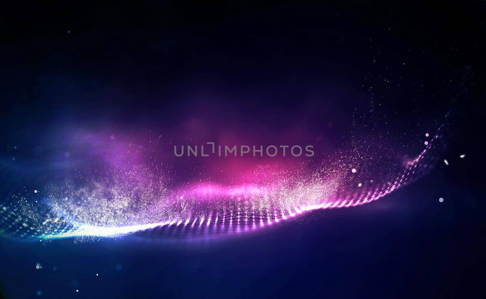 3d wave points fractal grid. Futuristic science infographic. Sound visualization