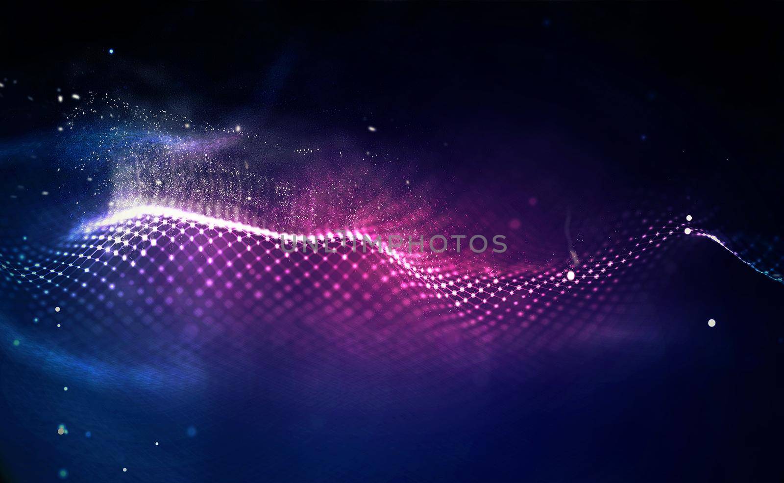 3d wave points fractal grid. Futuristic science infographic. Sound visualization