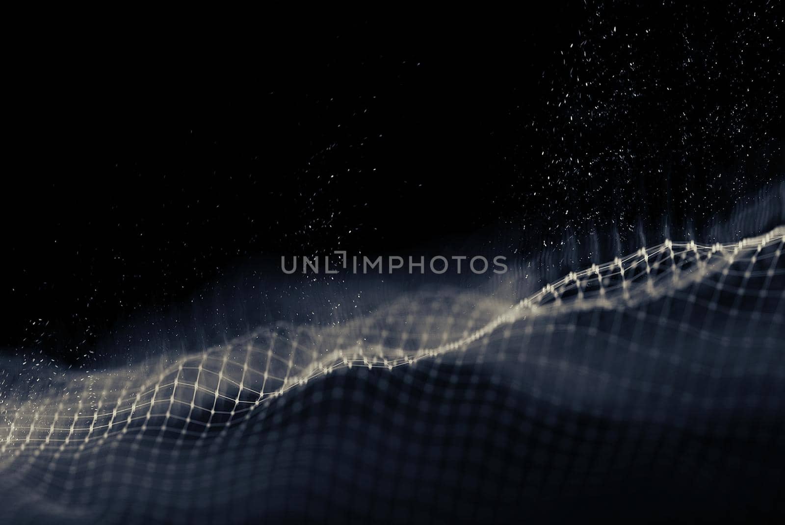 Data technology abstract futuristic illustration . Low poly shape with connecting dots and lines on dark background. 3D rendering . Big data .