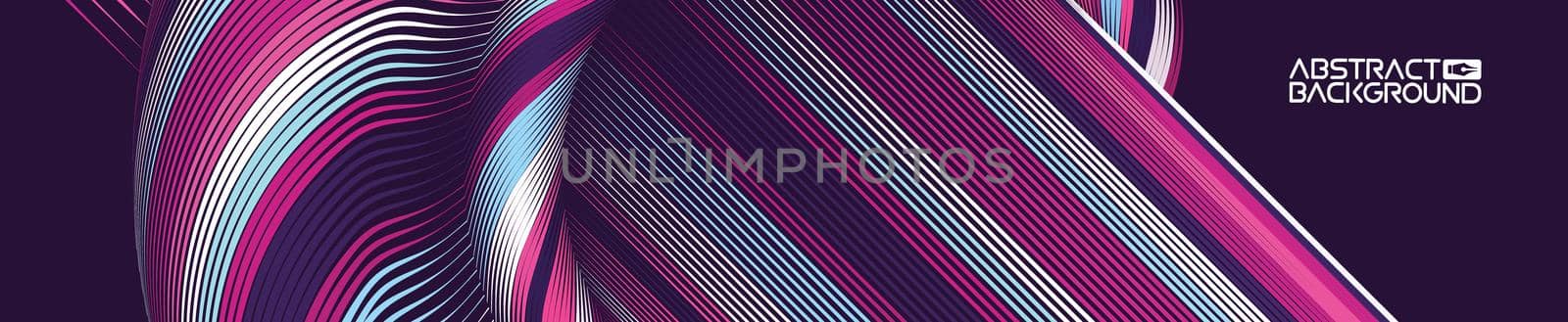 Abstract art backdrop. Colorful curly circle. Futuristic waves wallpaper with folds. Purple background .