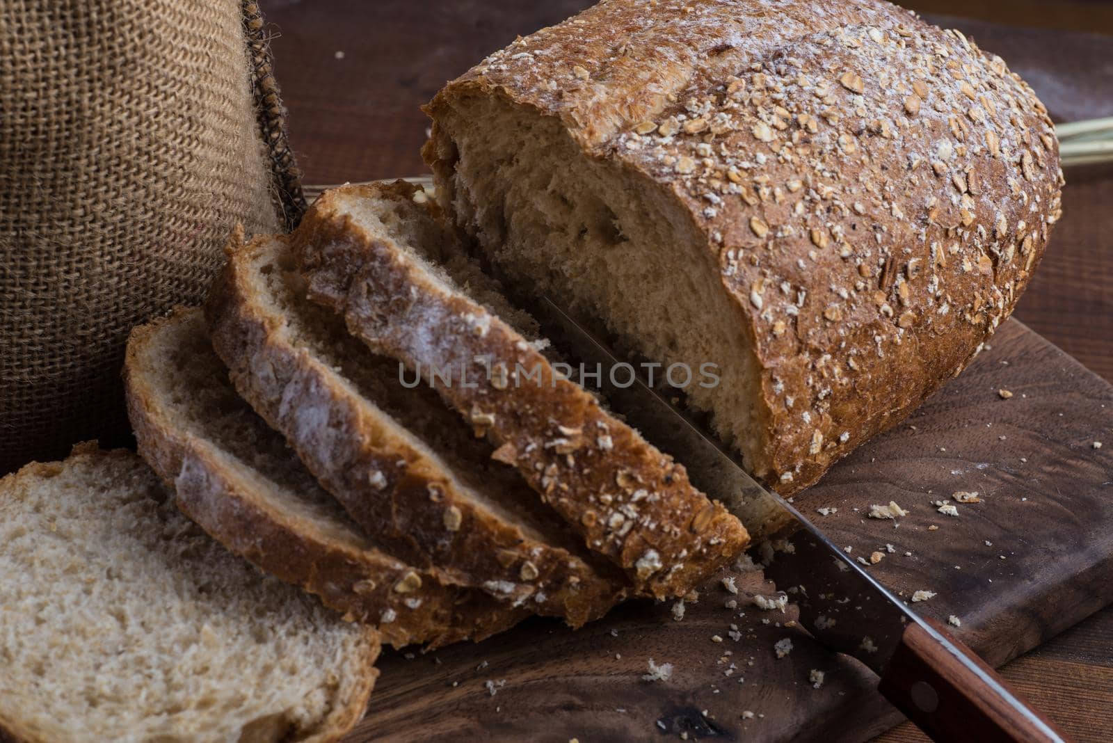Rye sliced bread on the table
