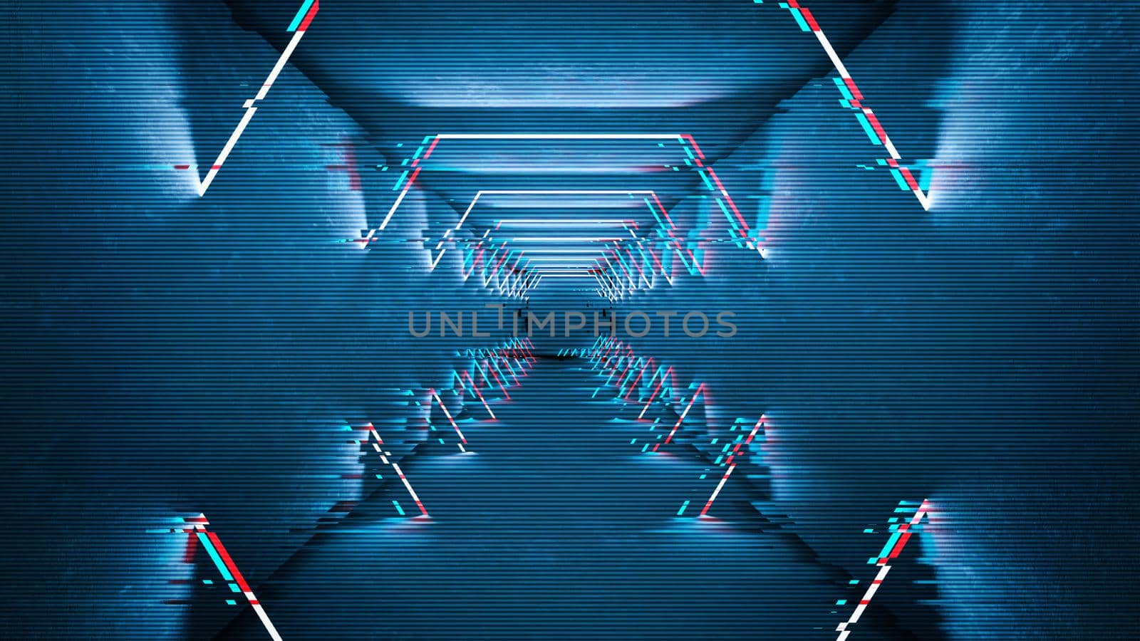 Glitch effect neon lamps design. Geometric trendy minimal design.