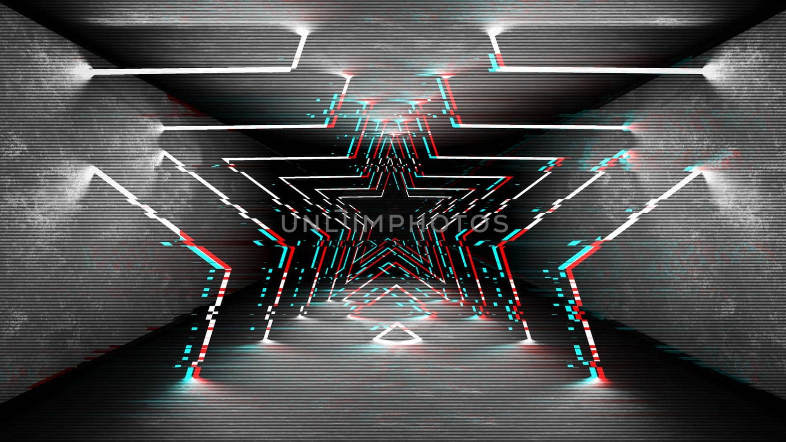 Fantasy advertising for game screen. Technology concept of vhs design. Music neon background.