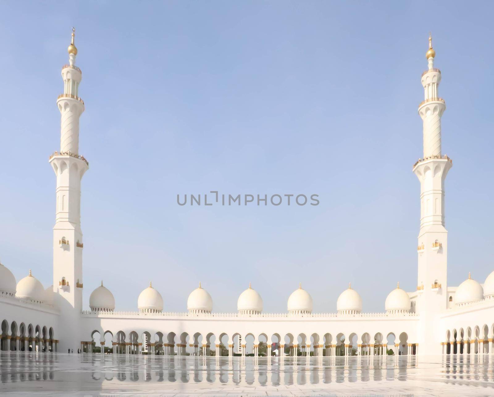 Arabic Sheikh zayed mosque on white background. United arab emirates, middle east. Famous landmark.