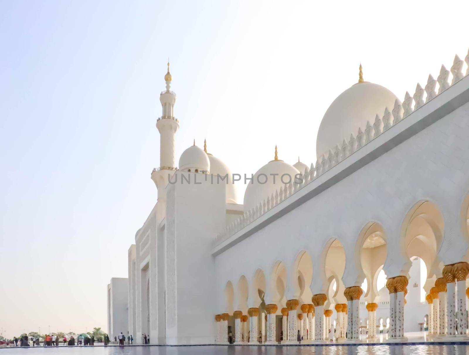 Arabic Sheikh zayed mosque on white background. United arab emirates, middle east. Famous landmark.