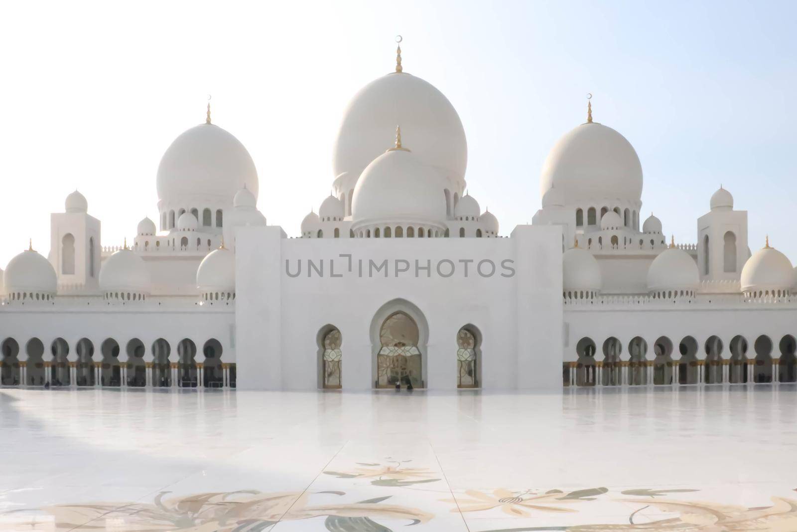 Arabic Sheikh zayed mosque on white background. United arab emirates, middle east. Famous landmark.