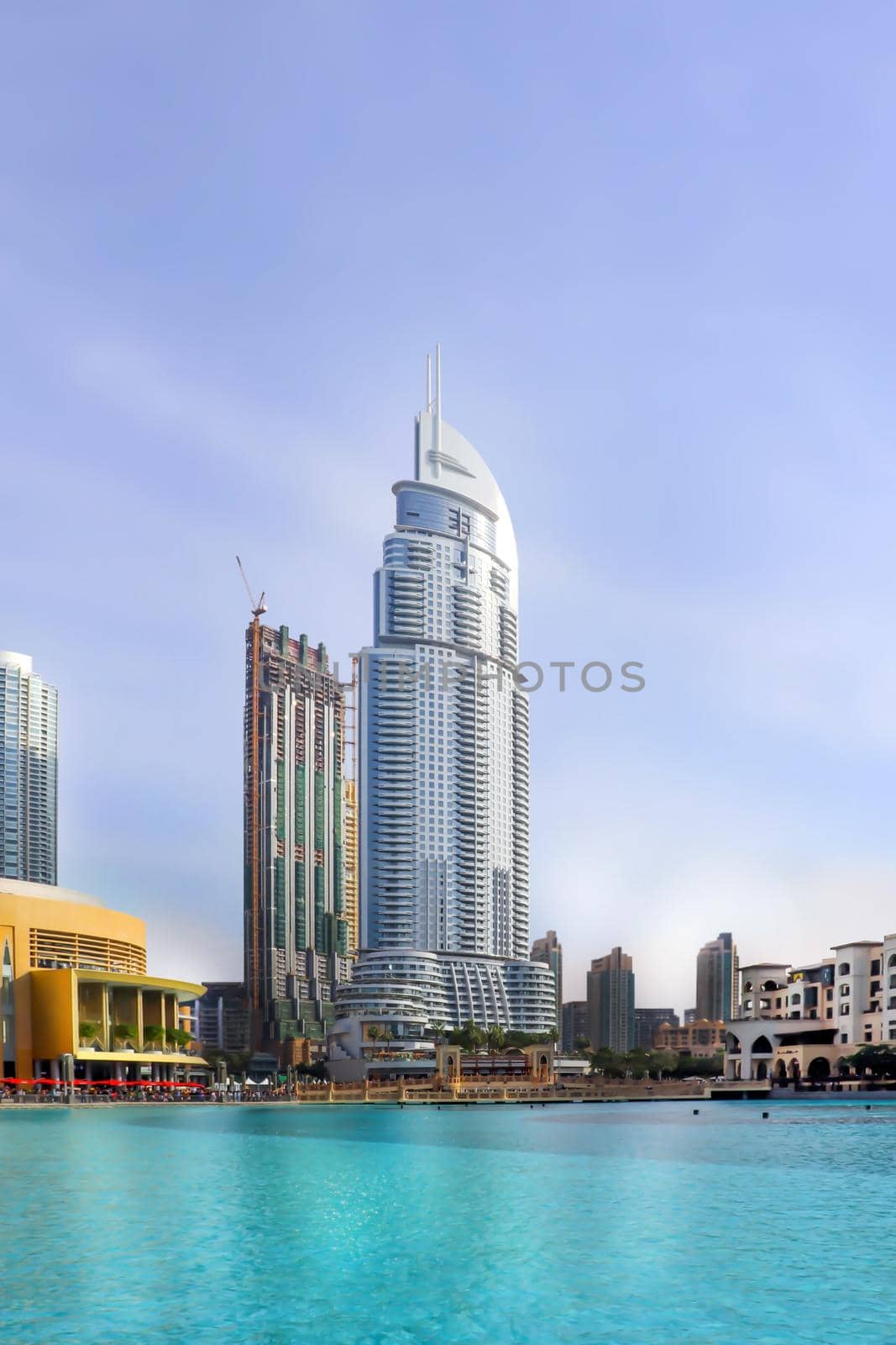 Dubai, UAE December 25 2018 Skyline architecture. City landscape of Dubai. Modern city skyline panoramic sunset view. Uae urban cityscape. by DmytroRazinkov