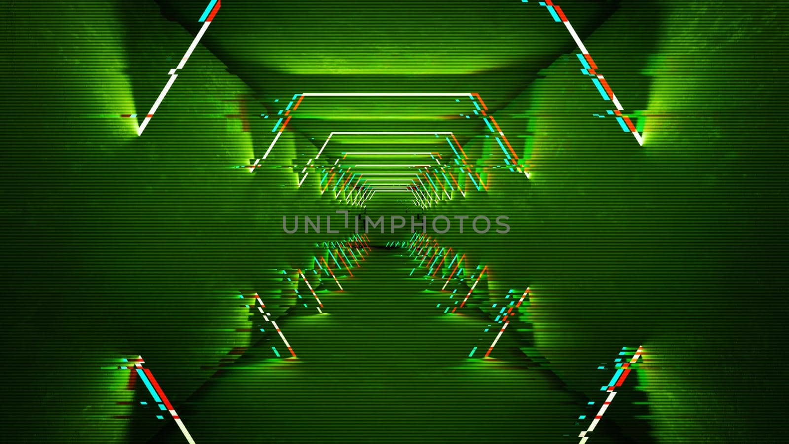 Fantasy advertising for game screen. Technology concept of vhs design. Music neon background.