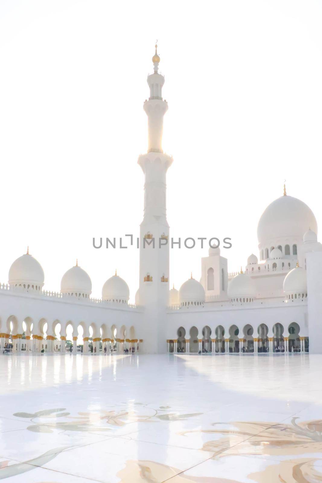 Arabic Sheikh zayed mosque on white background. United arab emirates, middle east. Famous landmark.