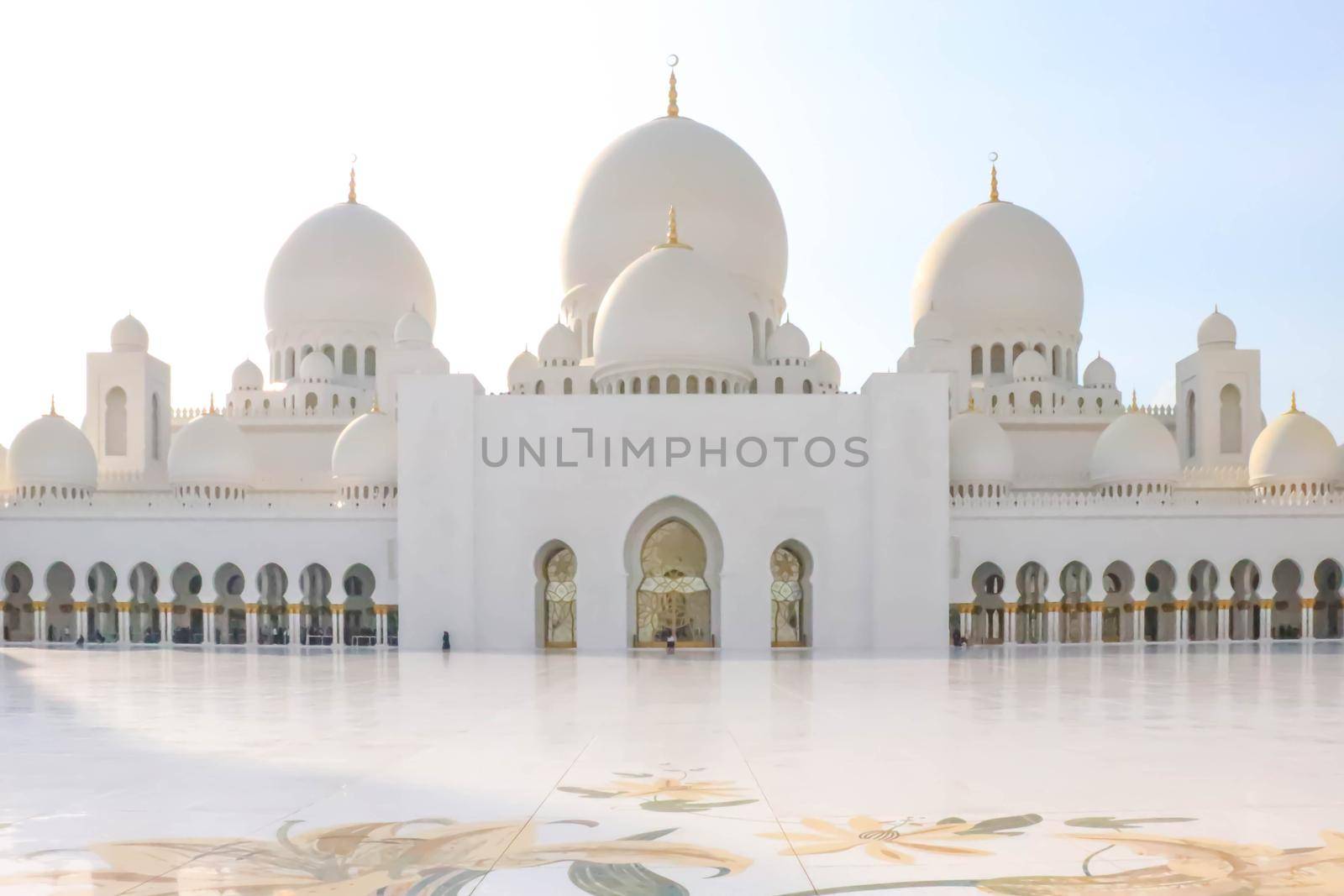Arabic Sheikh zayed mosque on white background. United arab emirates, middle east. Famous landmark.
