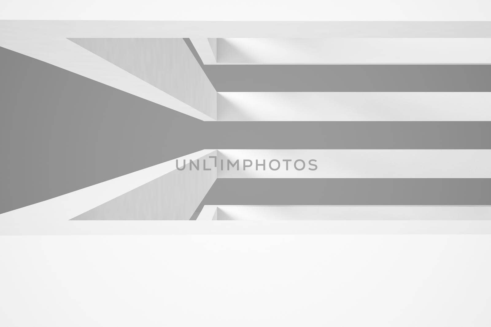 Abstract Architecture Background. Empty White Futuristic Room. 3d Render