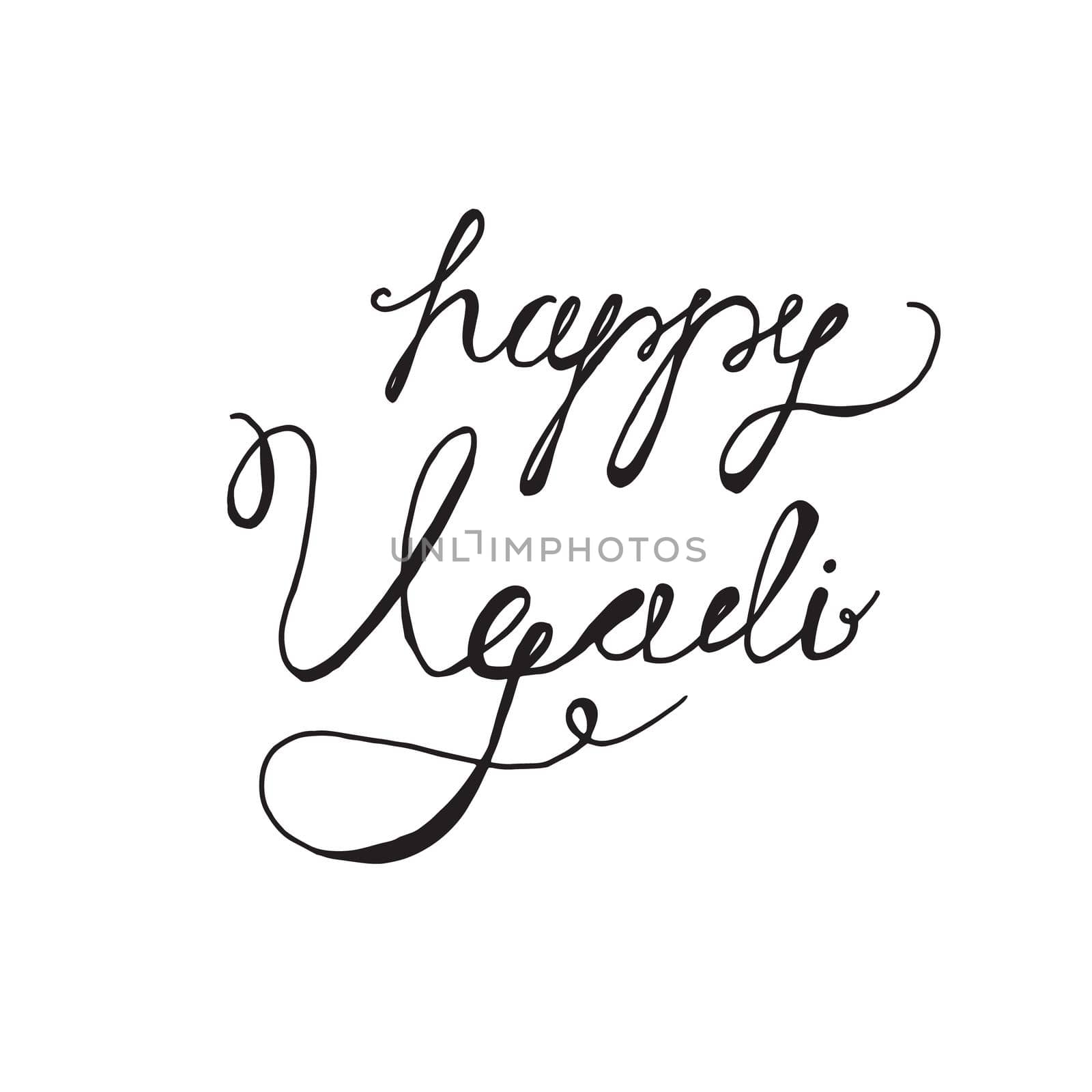Happy Ugadi Lettering for celebration, greeting card, banner, print, poster and web. Vector