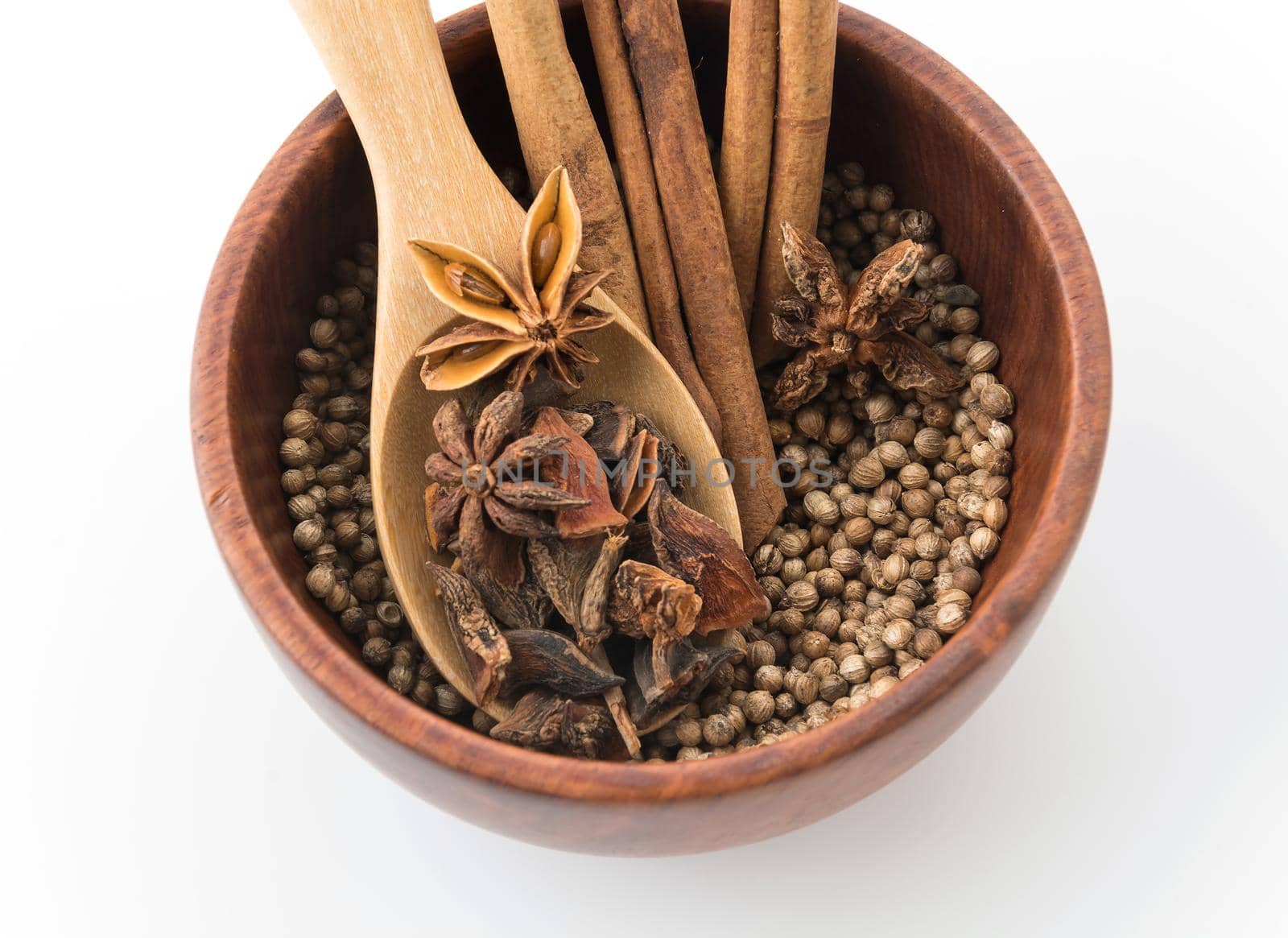 five-spice ingredient on white background