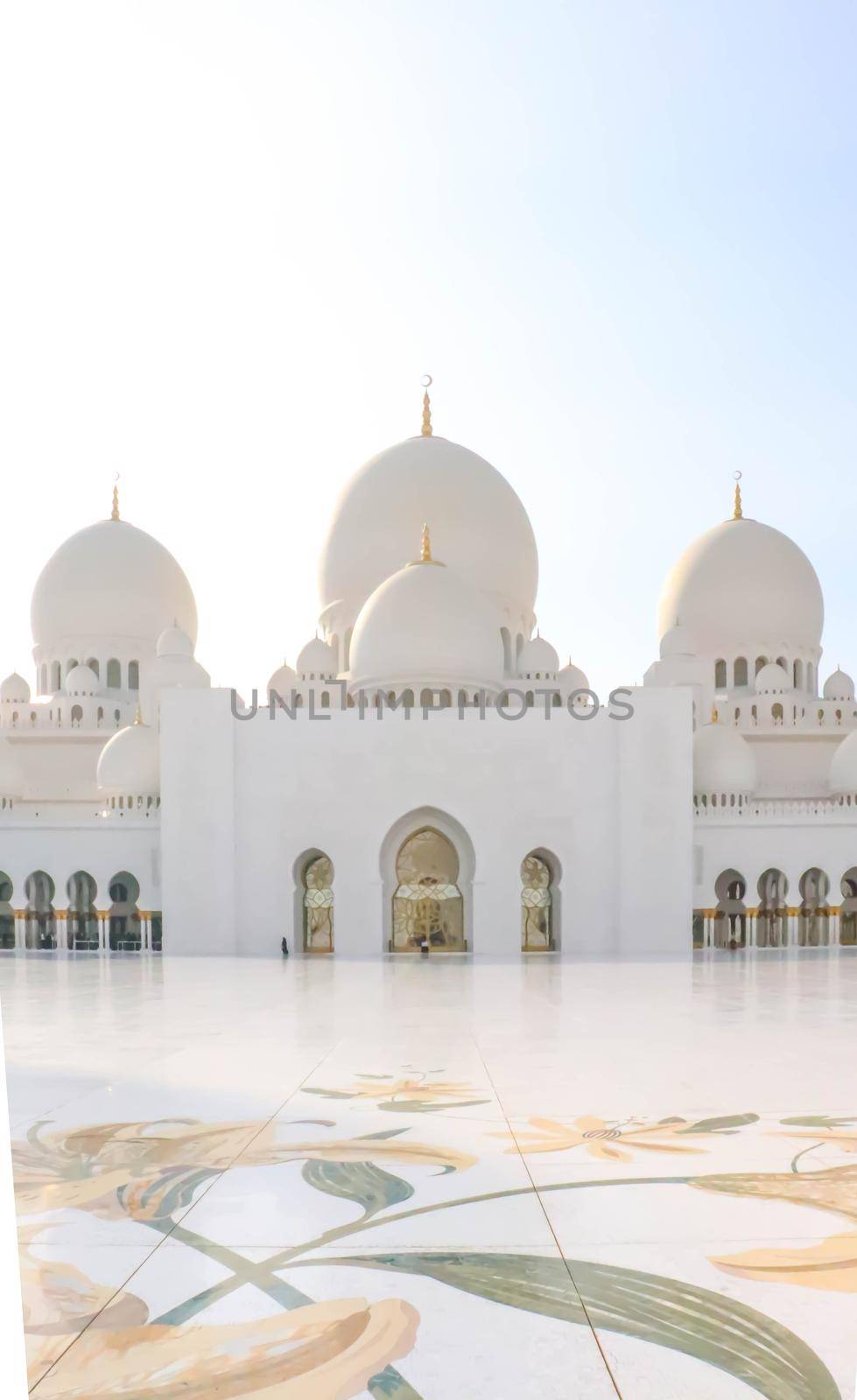 Arabic Sheikh zayed mosque on white background. United arab emirates, middle east. Famous landmark.