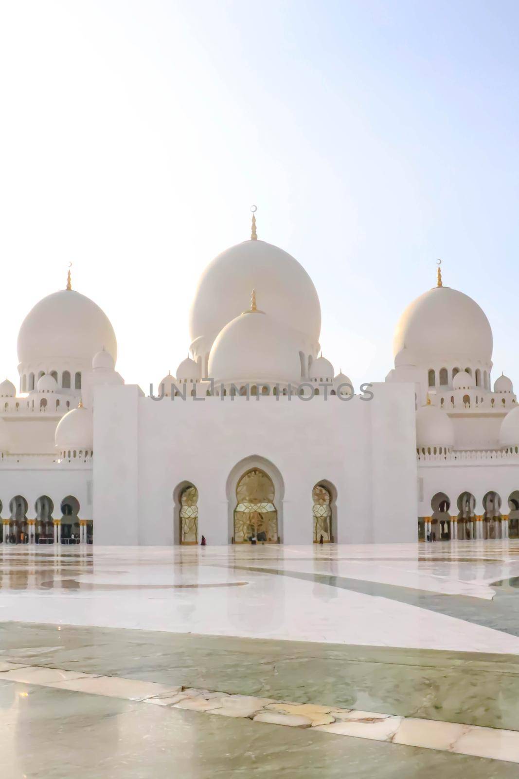 Arabic Sheikh zayed mosque on white background. United arab emirates, middle east. Famous landmark.