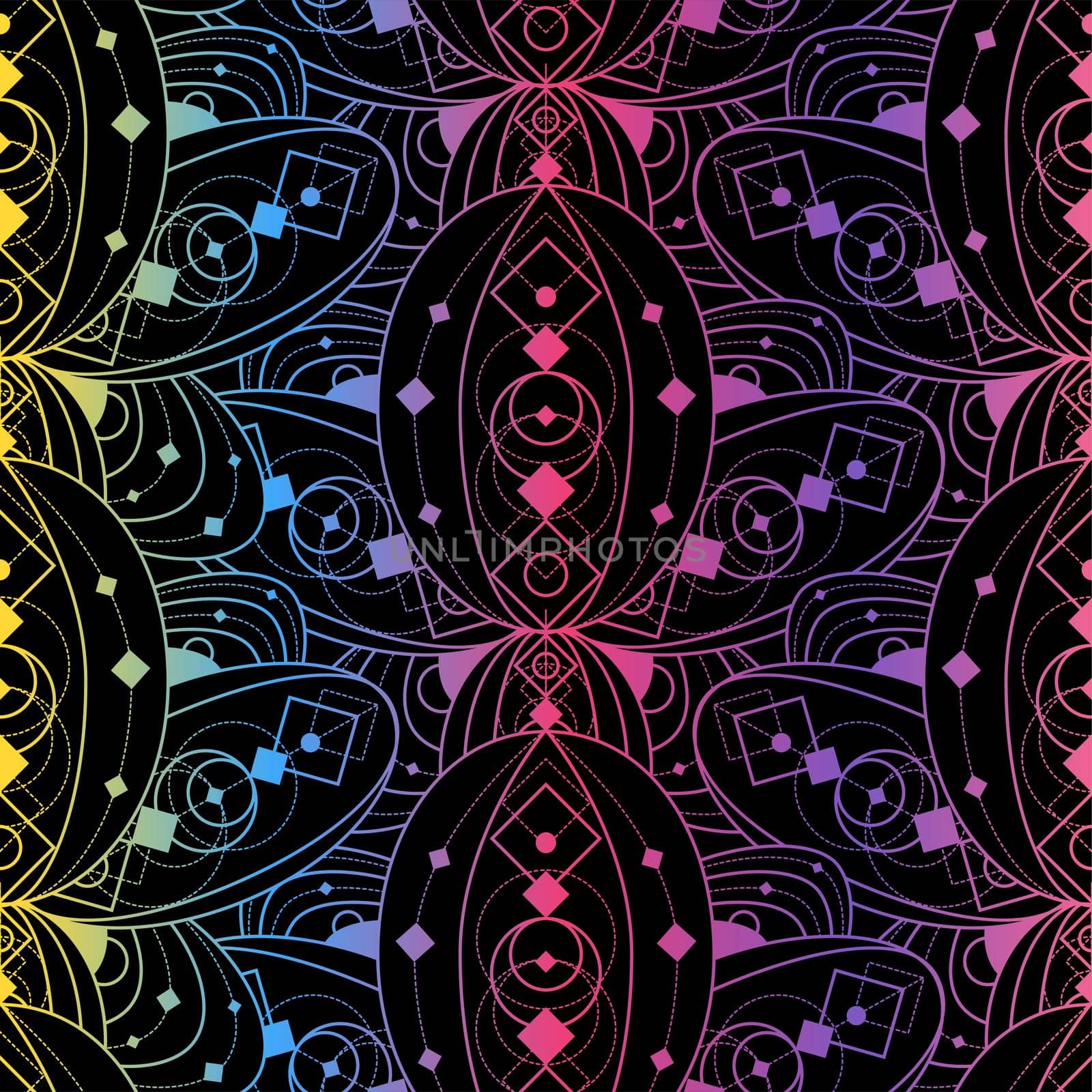 Colorful seamless pattern lotus flower outline by barsrsind