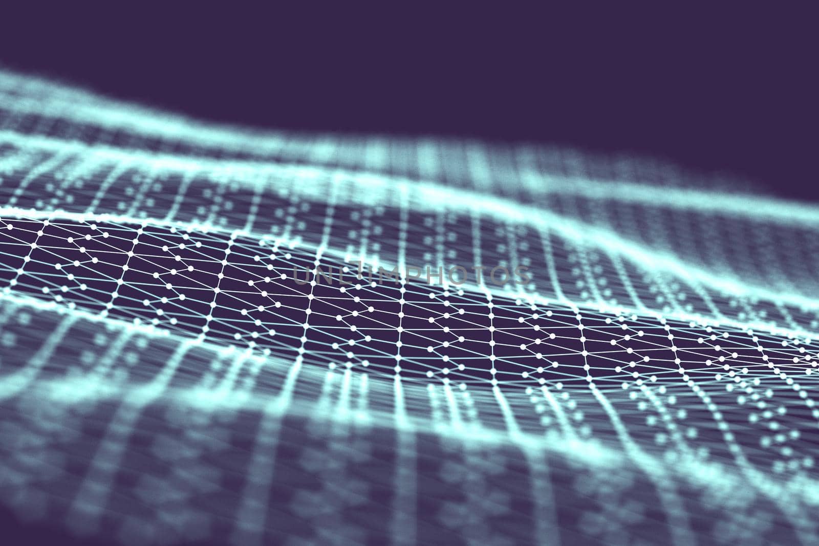 Network technology background. Futuristic tech blue background. Low poly 3d wire. Ai artificial intelligence. Scy fi space