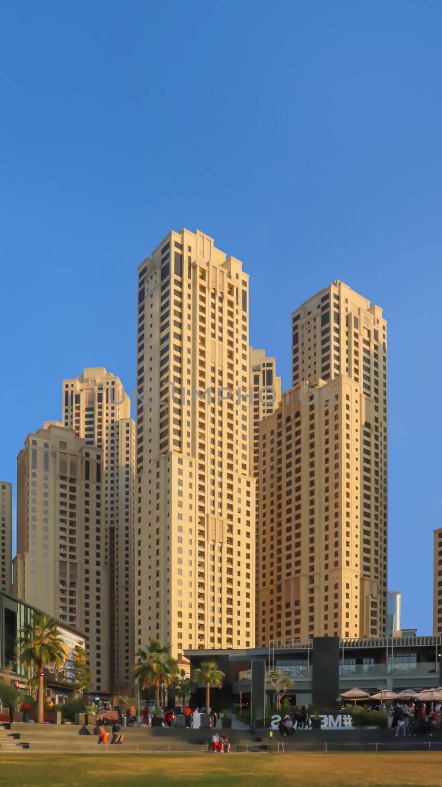 Dubai, UAE December 25 2018 Dubai hotels at summer day. by DmytroRazinkov