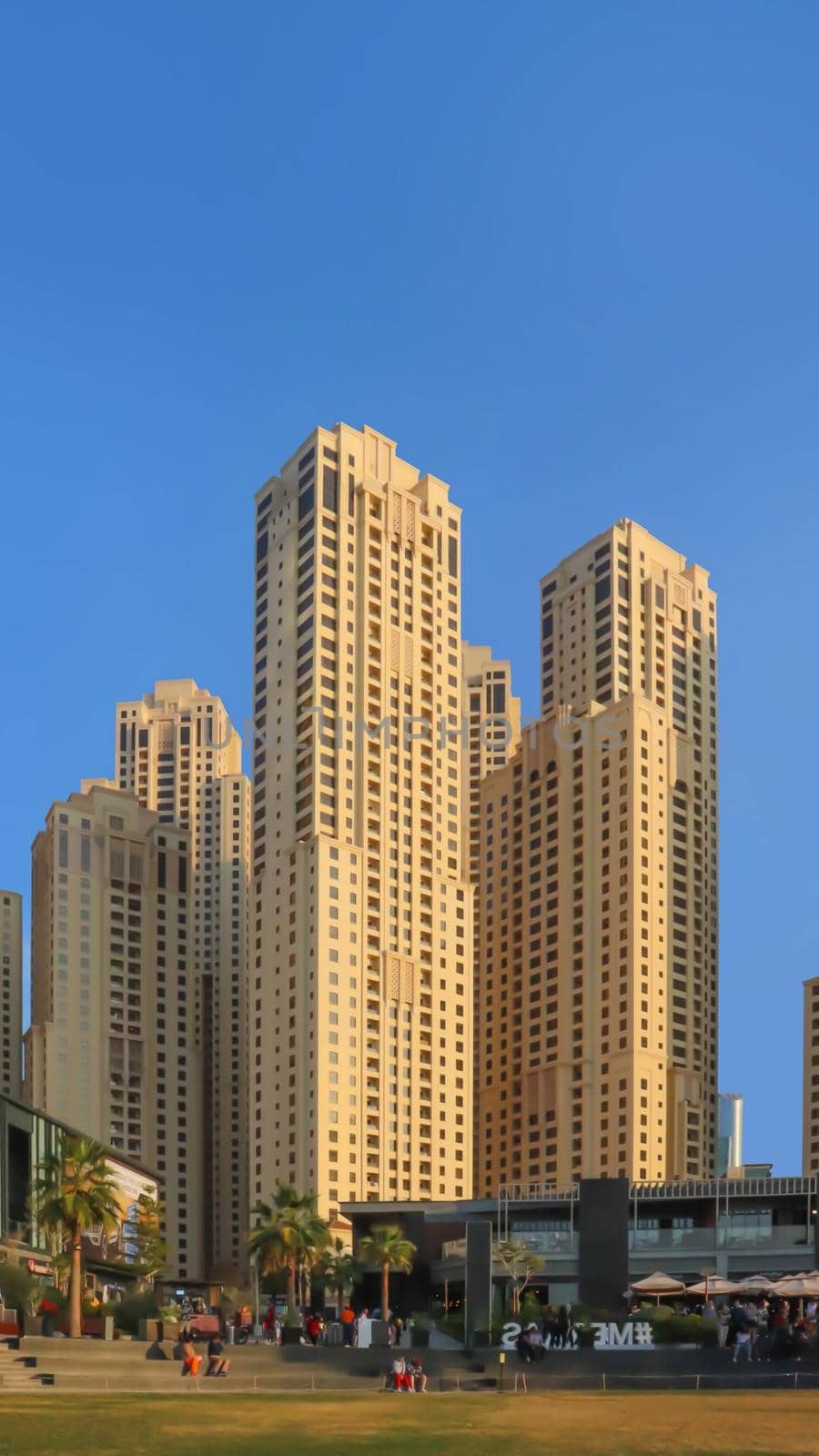 Dubai hotels at summer day.