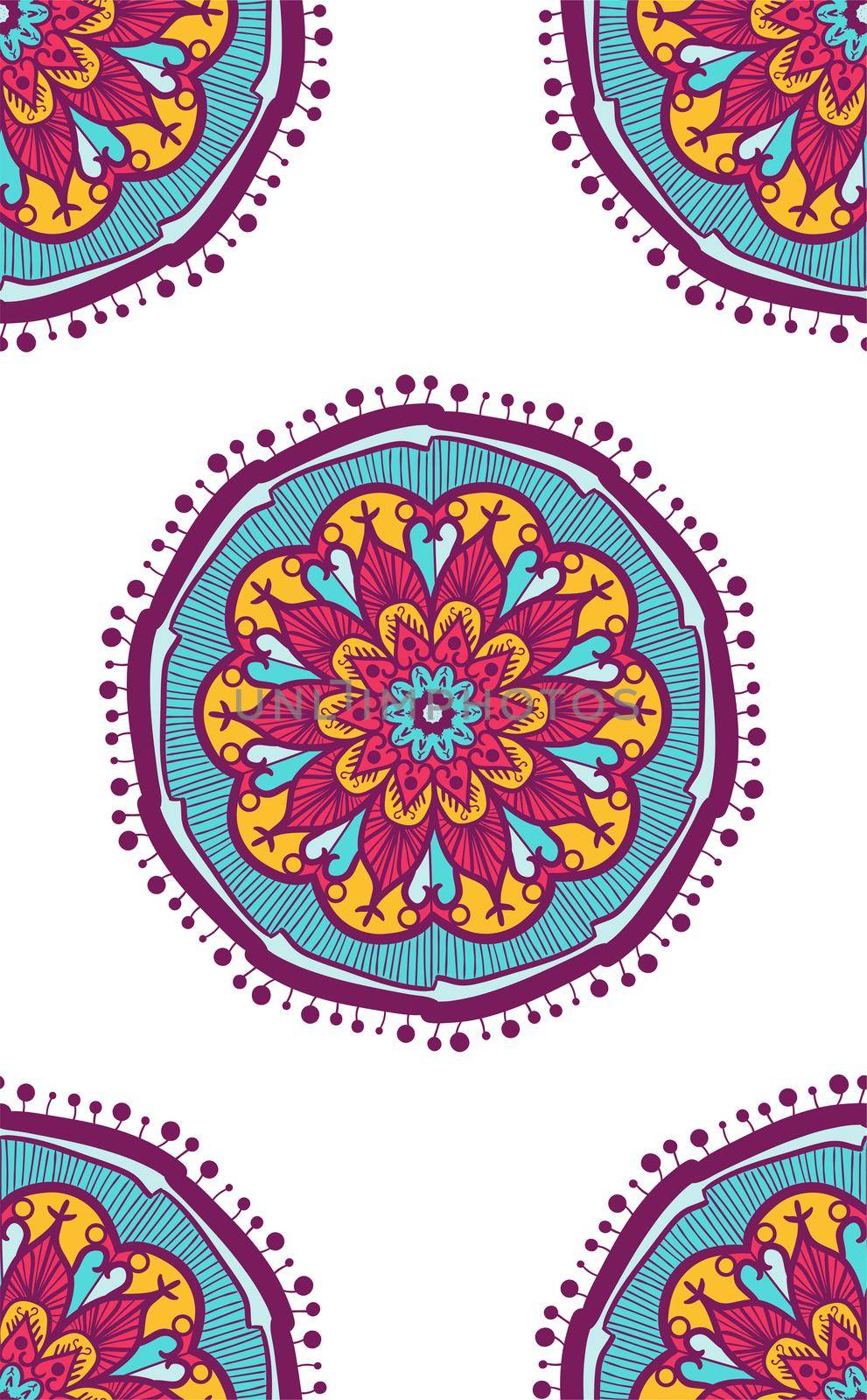 Native Seamless Pattern from mandala. Ethnic boho backdrop. Arabic or indian ornament for wallpaper, print and textile. Vector