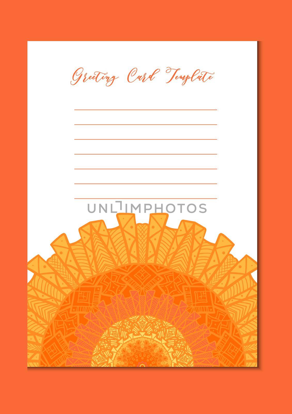 Business mandala card template. Oriental ethnic pattern. Mehndi ornament page for brochure, flyer, greeting, invitation cover. Design layout in boho and islam, arabic and east, indian style. Vector