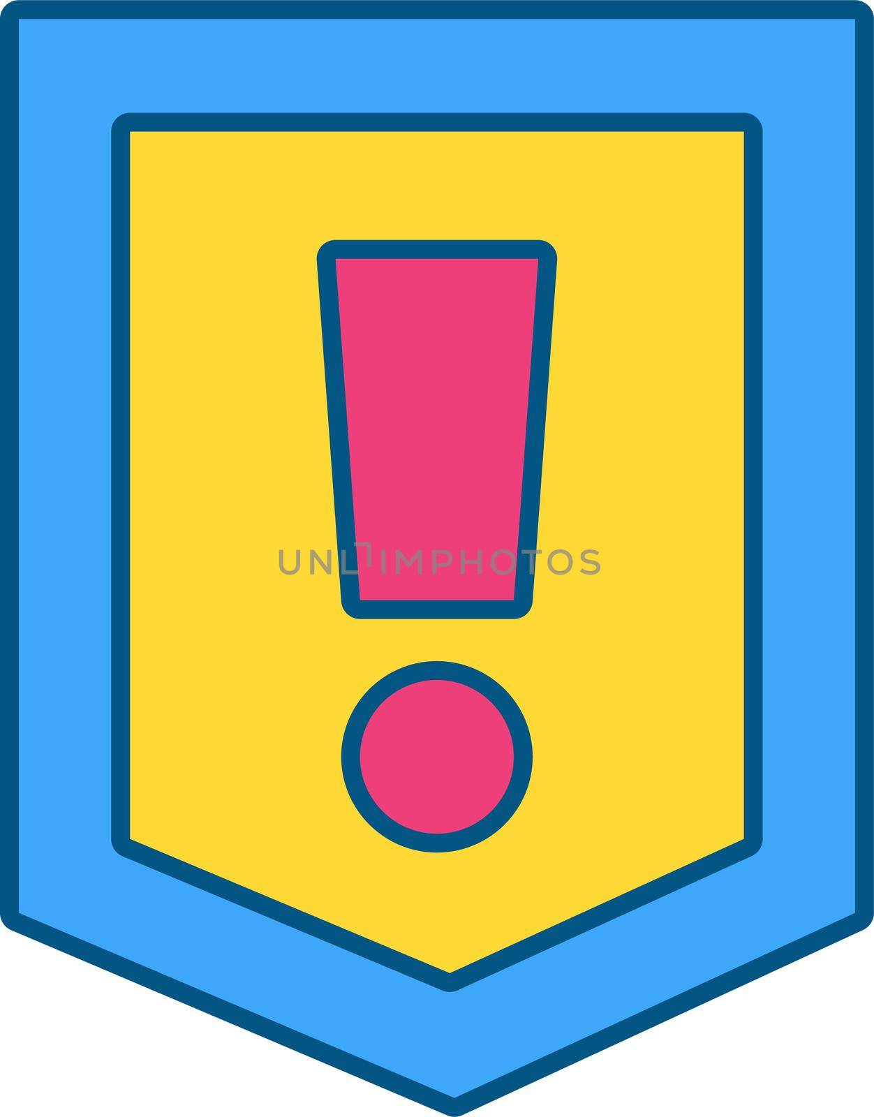 Shield with Exclamation Mark, Danger Hazard Sign Design. Careful Psychological Type. Alert Information Symbol. Colorful Attention and Caution Mark Vector Illustration