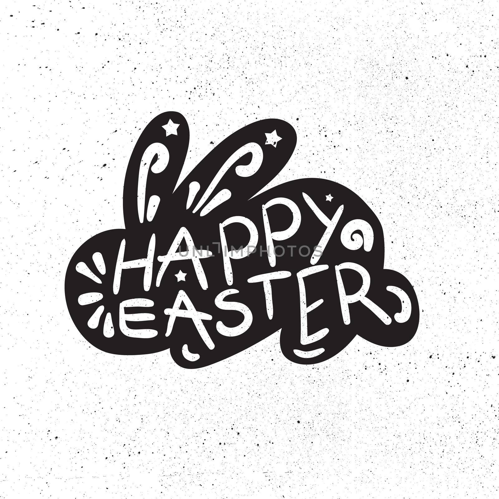 Vintage Happy Easter lettering in rabbit. Vector