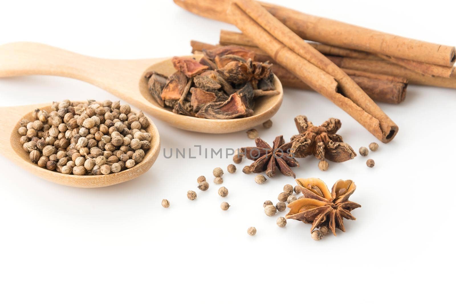 five-spice ingredient on white background