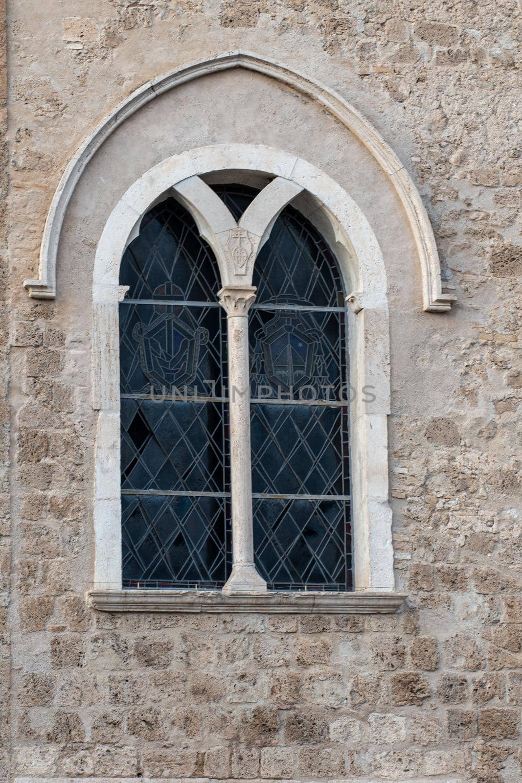 detail of the church of san francesco di terni window in the facade