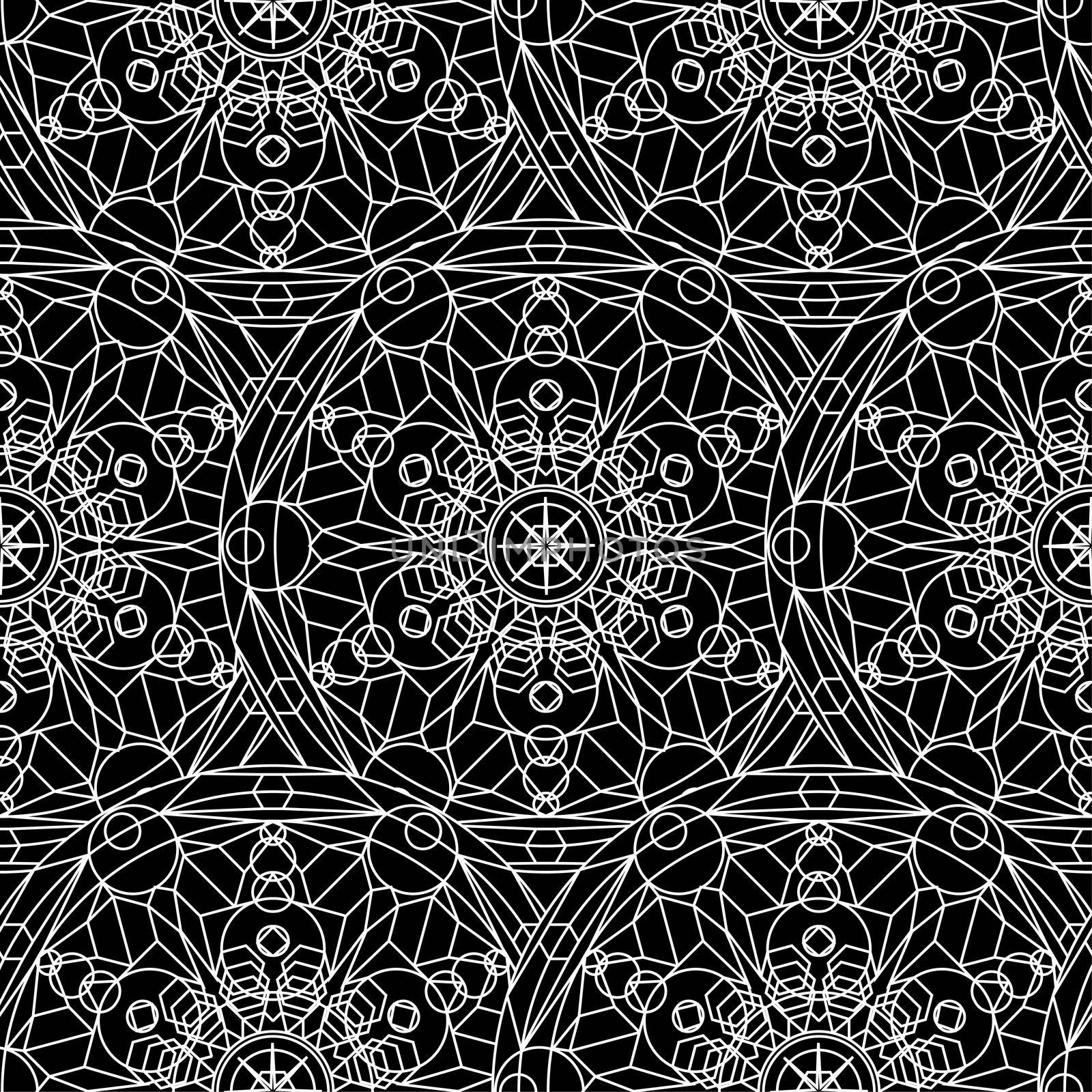 Black White Monochrome Mandala Boho Seamless Pattern. Vector