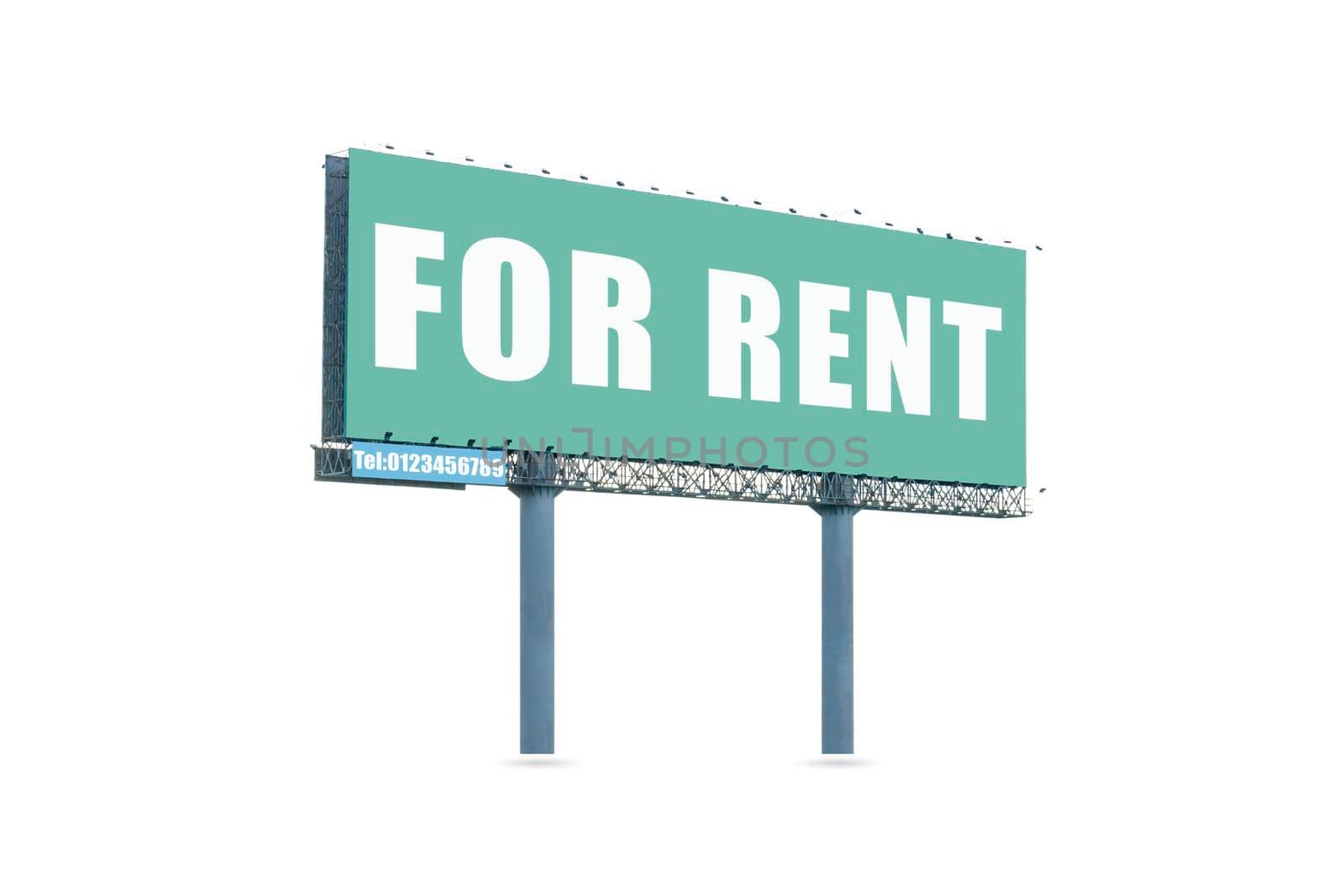 Large blank billboard for rent on white background. by wattanaphob