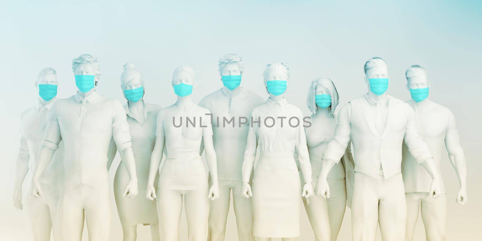 Health Workers Wearing Surgical Mask by kentoh