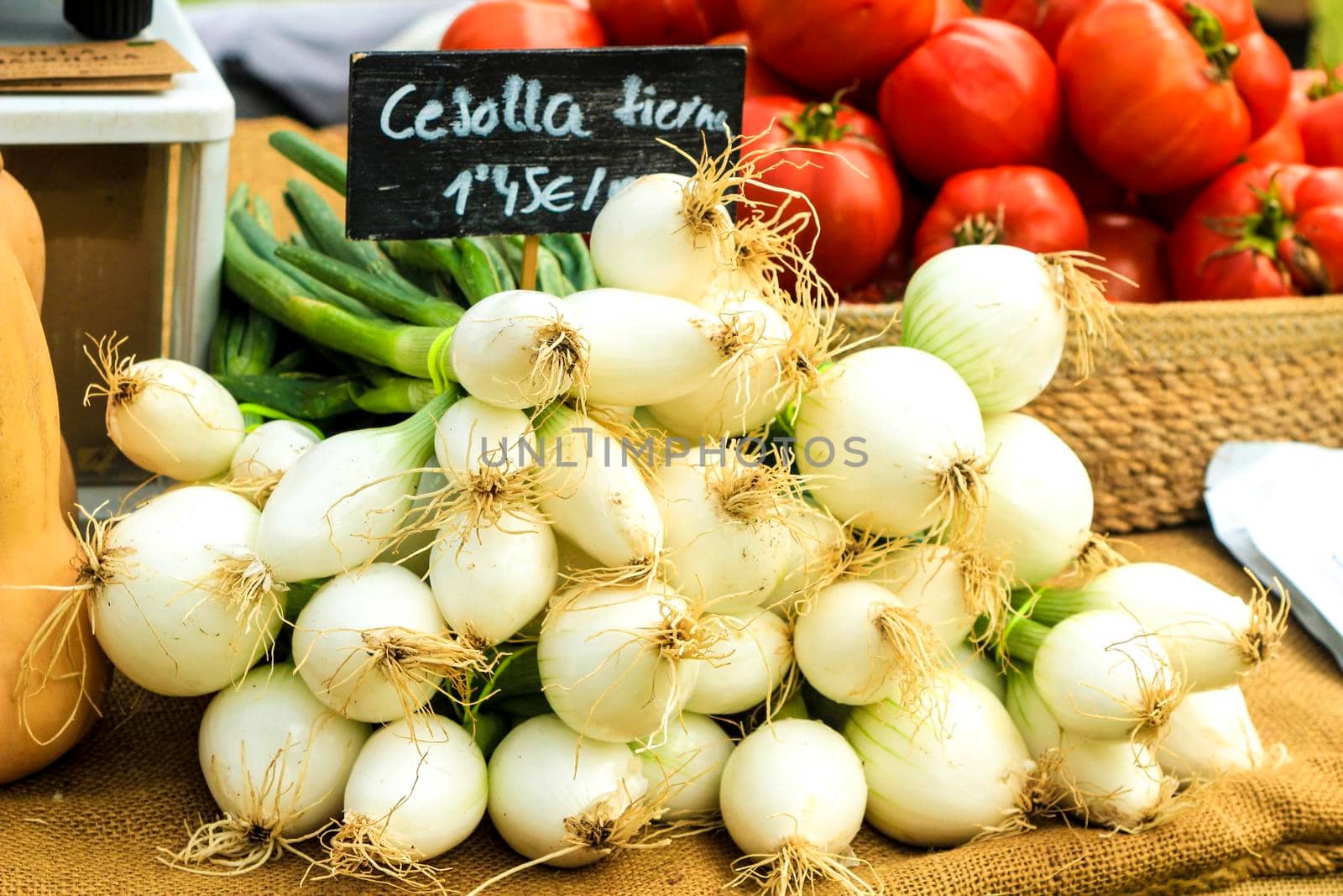 Vegetables for sale at the local ecological market in the Raval neighborhood in Elche