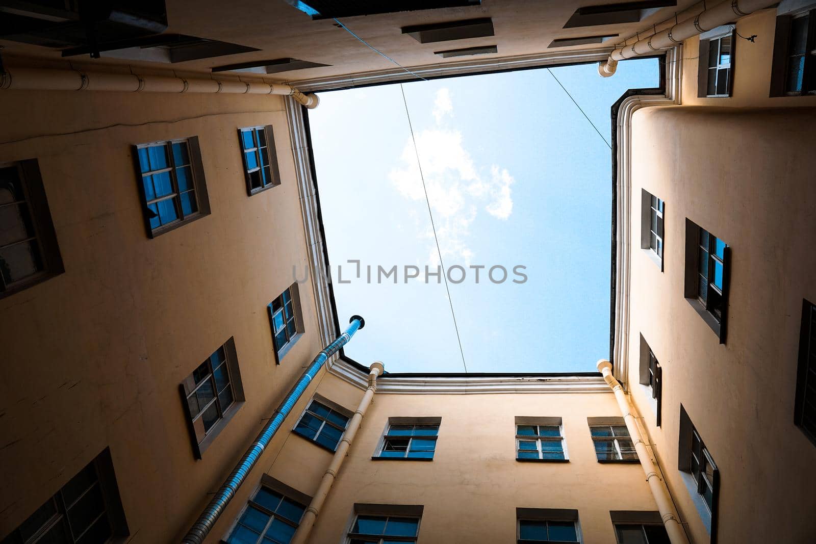 Inner courtyard at old city of Saint-Petersburg, Russia. The city's attractions