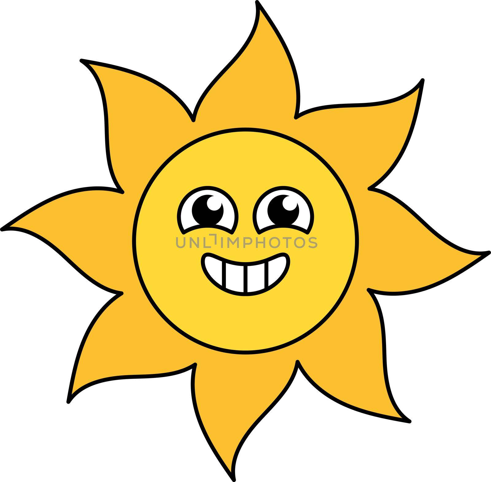 Excited sun sticker outline illustration by barsrsind