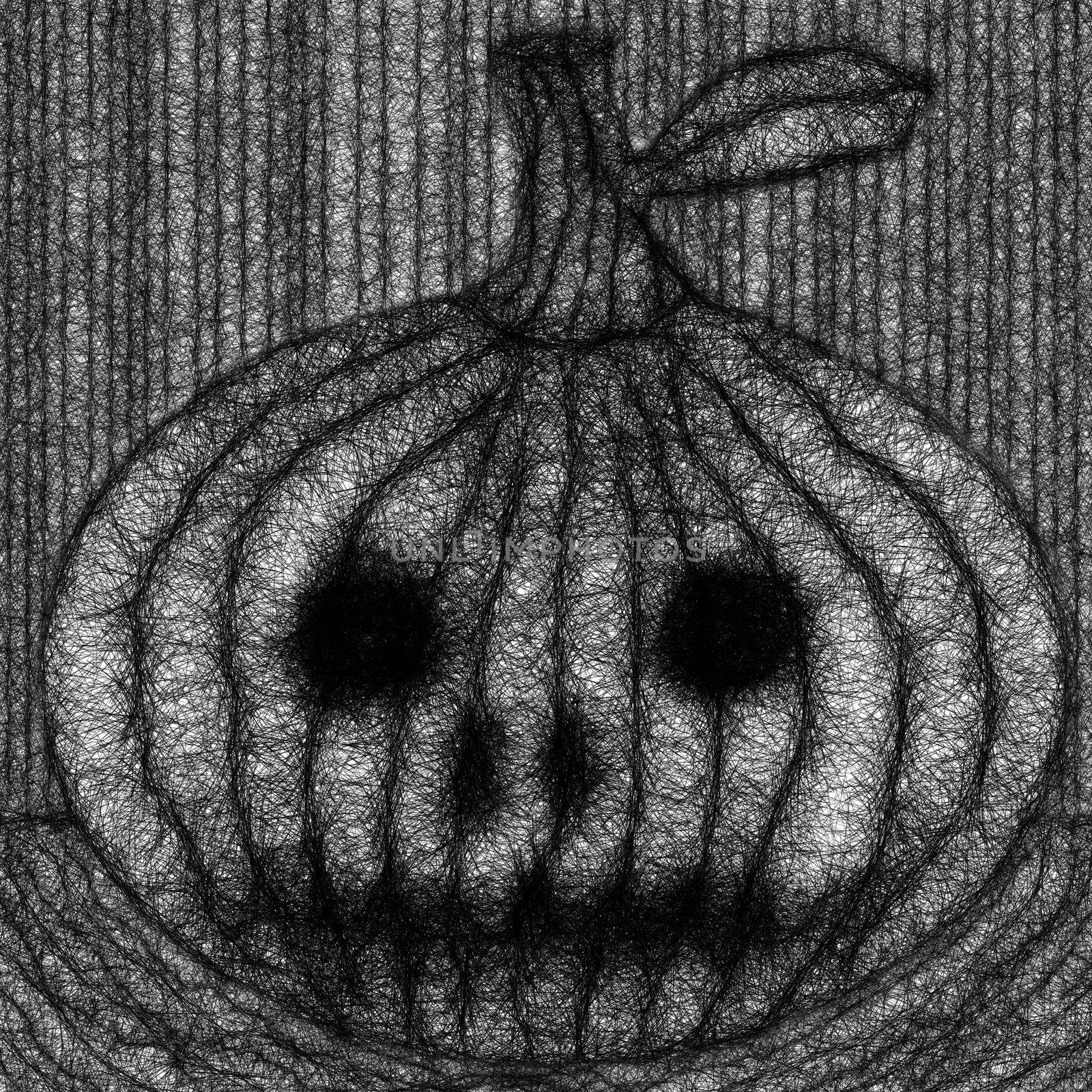 Head of Jack Lantern, halloween pumpkin, digital painting.