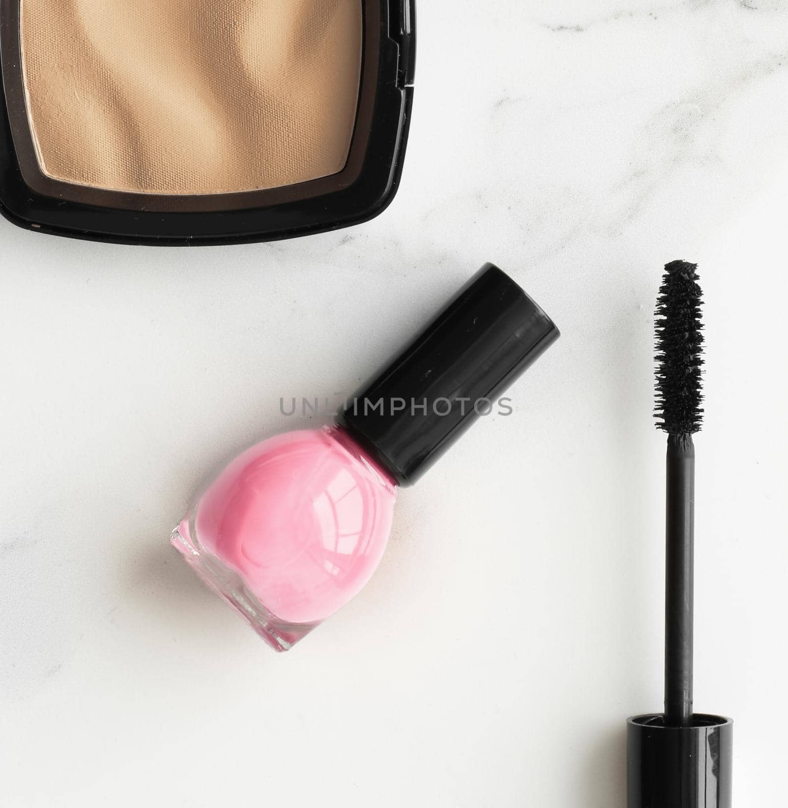 Make-up and cosmetics products on marble, flatlay background - modern feminine lifestyle, beauty blog and fashion inspiration concept