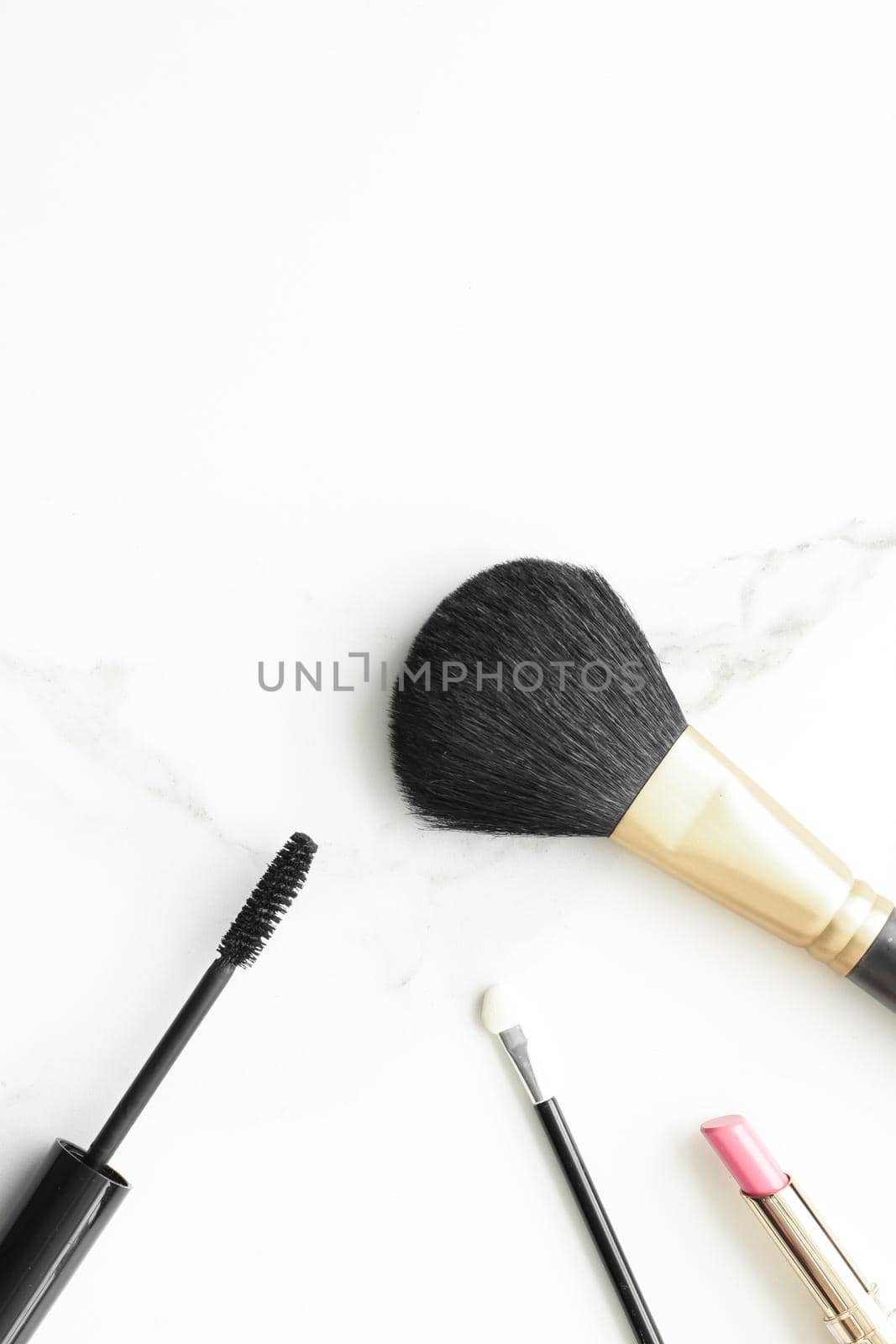 Make-up and cosmetics products on marble, flatlay background - modern feminine lifestyle, beauty blog and fashion inspiration concept