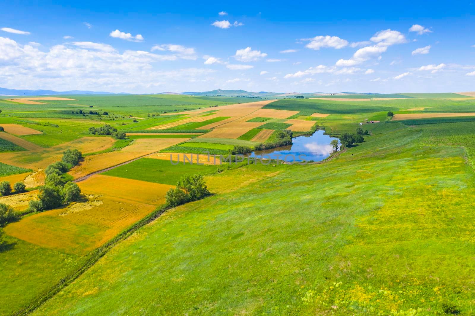 Aerial view of summer fields in rural scene by savcoco