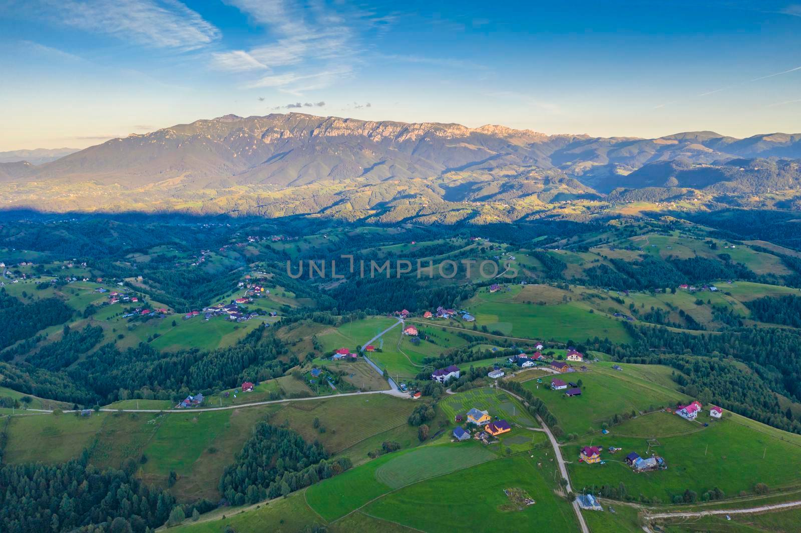 Aerial summer sunset landscape by savcoco