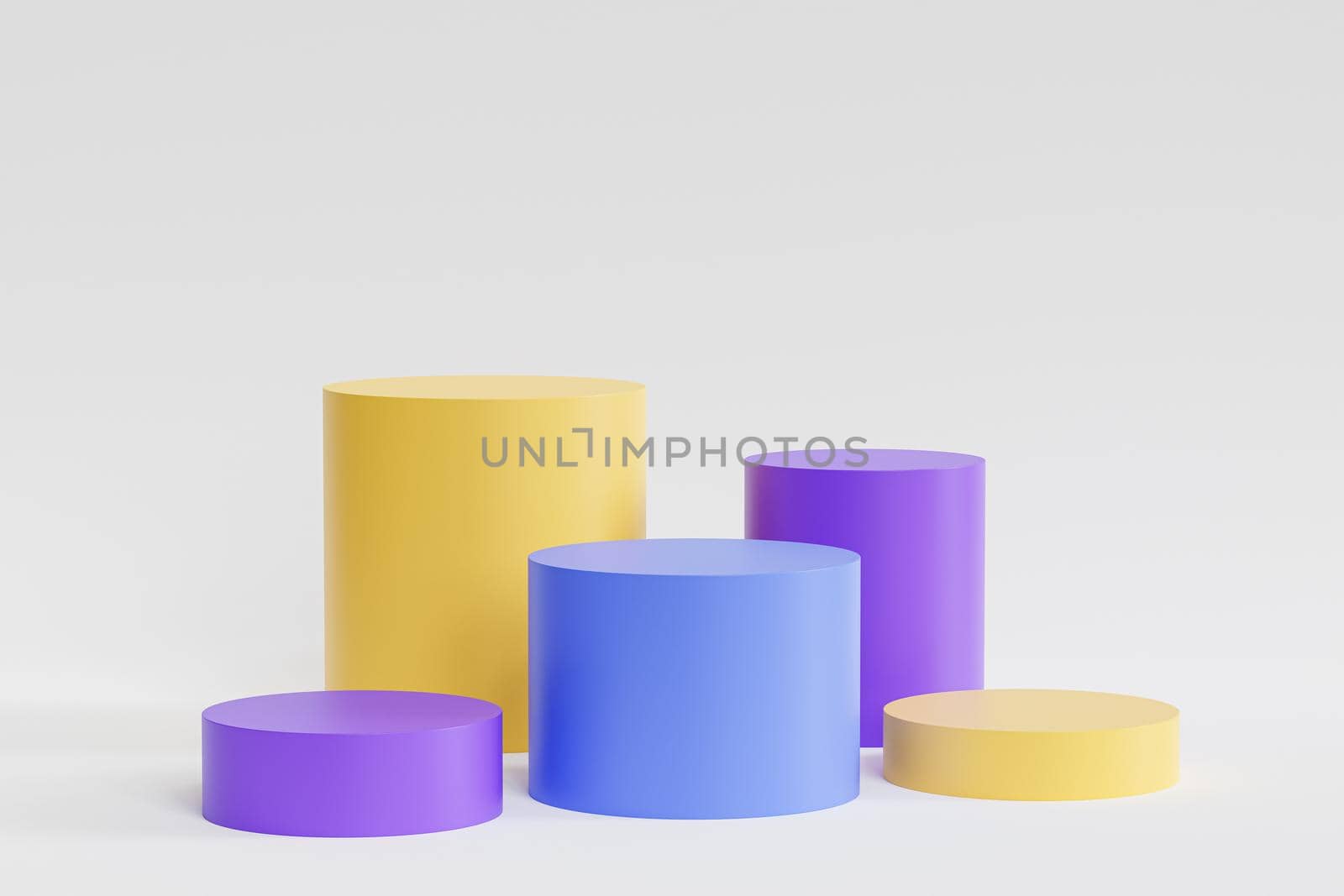 Colorful podiums or pedestals for products or advertising on white background, minimal 3d illustration render by Frostroomhead