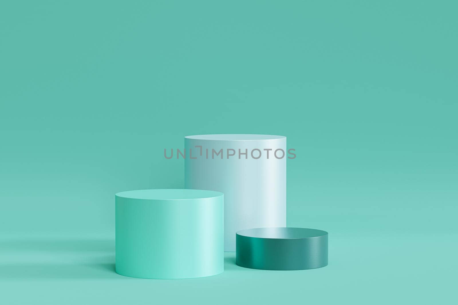 Green mint podiums or pedestals for products or advertising on pastel background, minimal 3d illustration render by Frostroomhead
