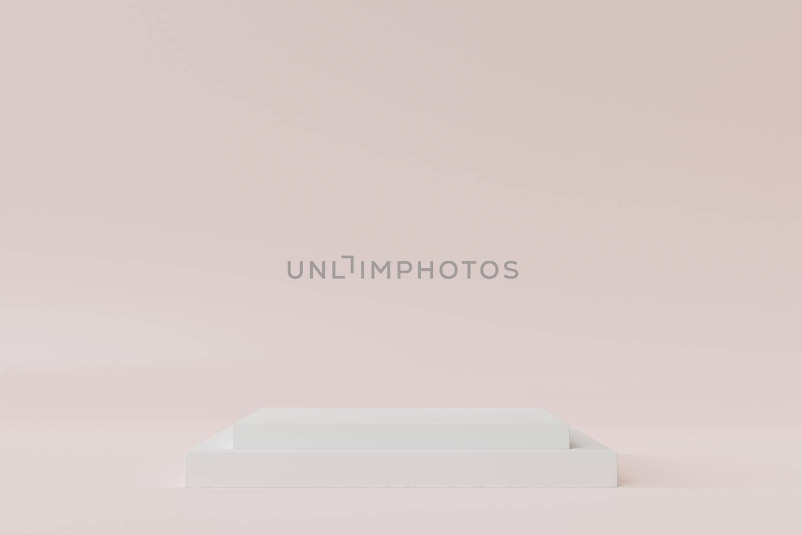 Square podium or pedestal for products or advertising on beige background, minimal 3d illustration render
