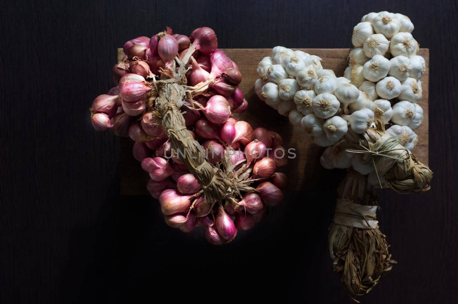 Ingredients of Thai Food. Garlic, Small thai red onions
