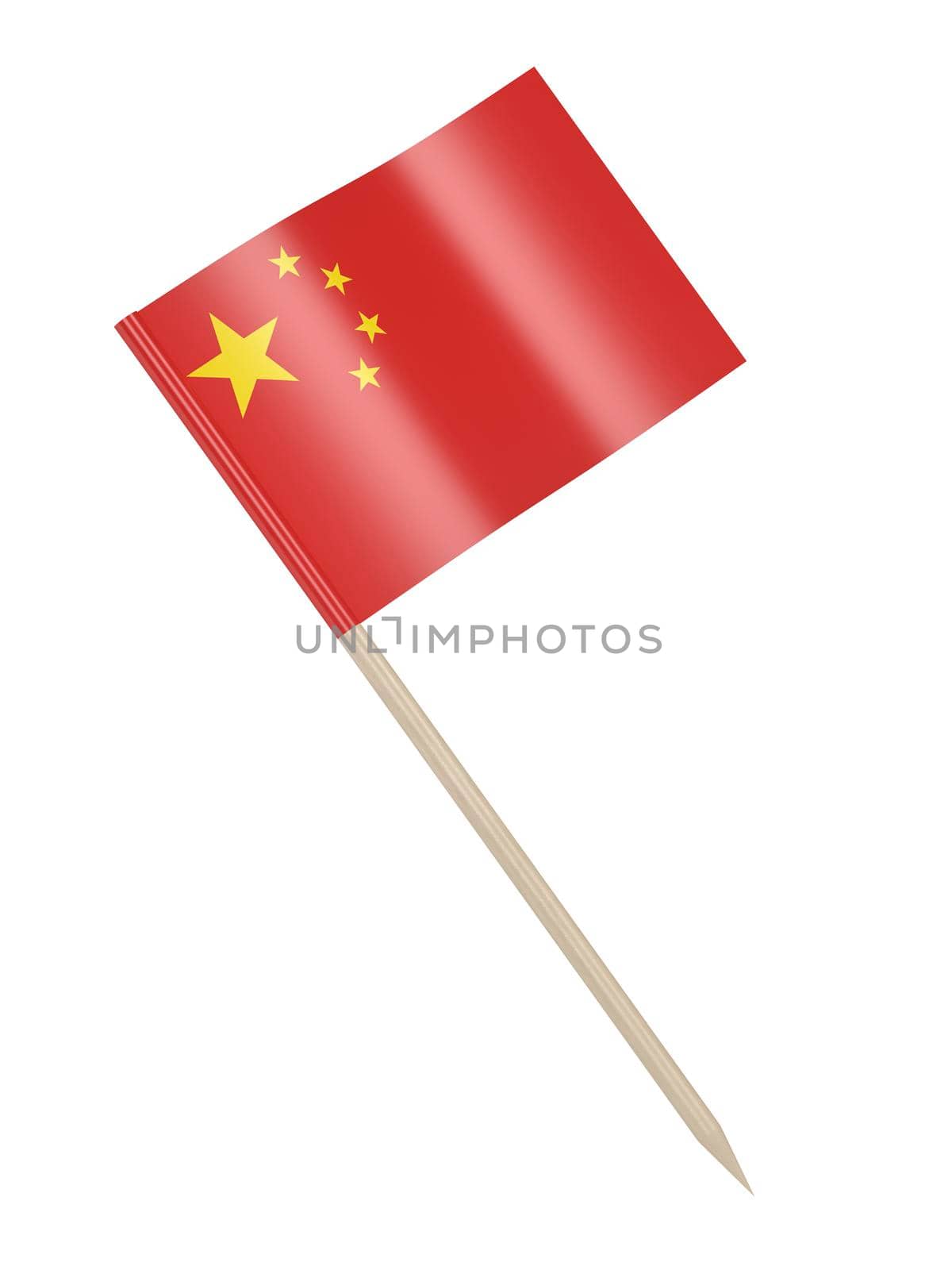 Chinese flag toothpick isolated on white background