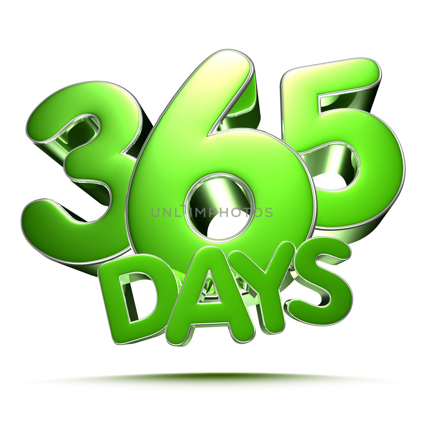 365 days green 3D illustration isolated on a white background with clipping path. by thitimontoyai