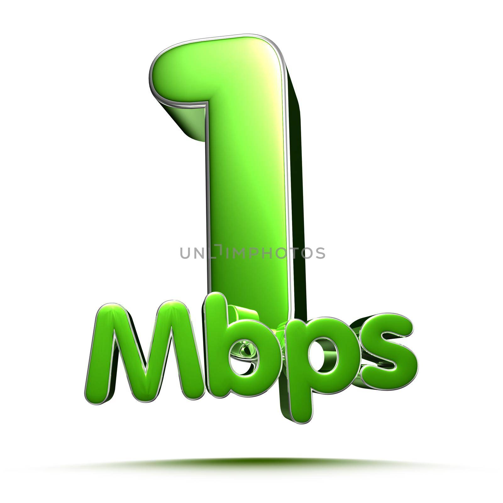 1 Mbps green 3D illustration on white background with clipping path. by thitimontoyai