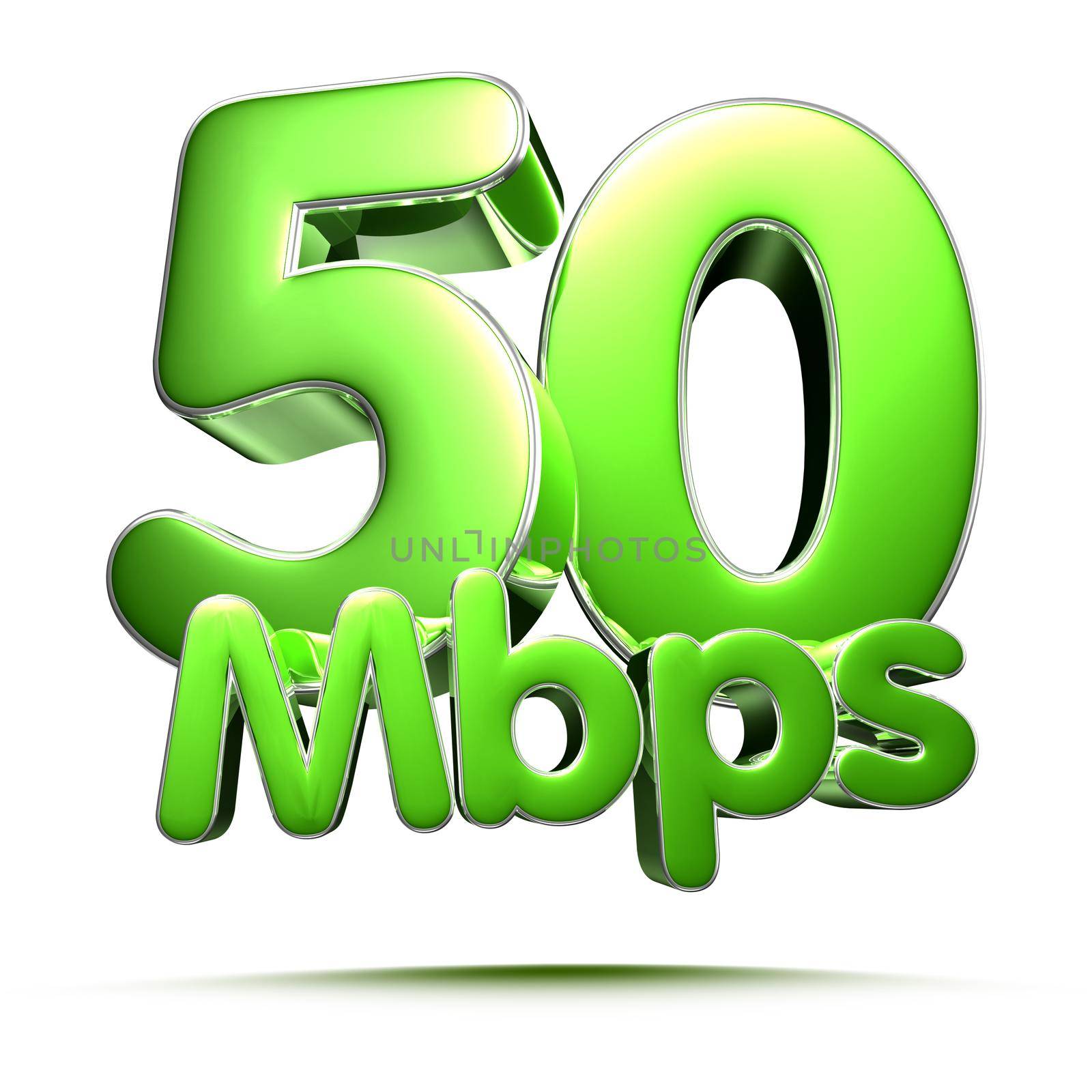50 Mbps green 3D illustration on white background with clipping path. by thitimontoyai
