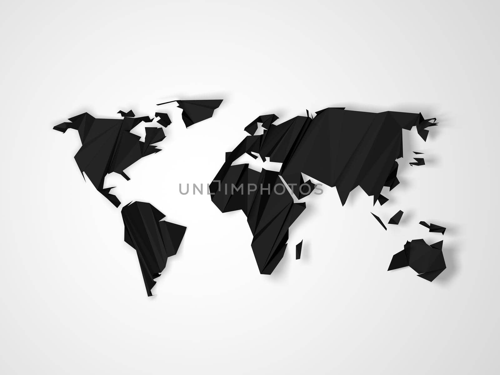 Polygonal dark gray world map by clusterx